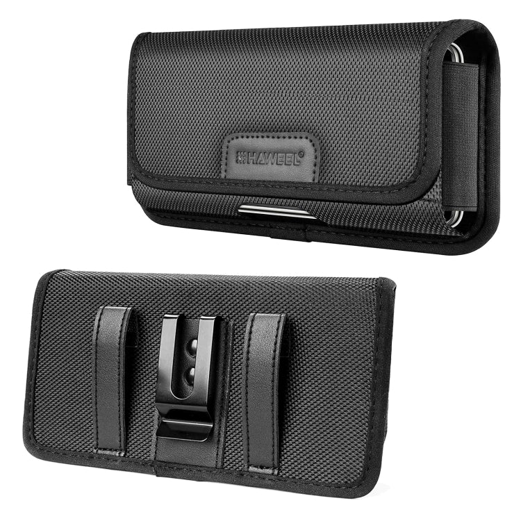 HAWEEL 4.7-6.1 inch Nylon Cloth Phone Belt Clip Horizontal Carrying Pouch with Card Slot (Black) -  by HAWEEL | Online Shopping UK | buy2fix