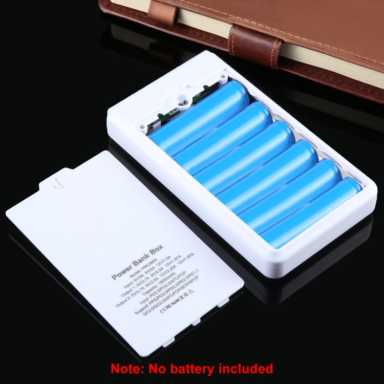 HAWEEL DIY 6 x 18650 Battery 24W Fast Charge Power Bank Box Case with Display, Not Include Battery (White) - Power Bank Box by HAWEEL | Online Shopping UK | buy2fix