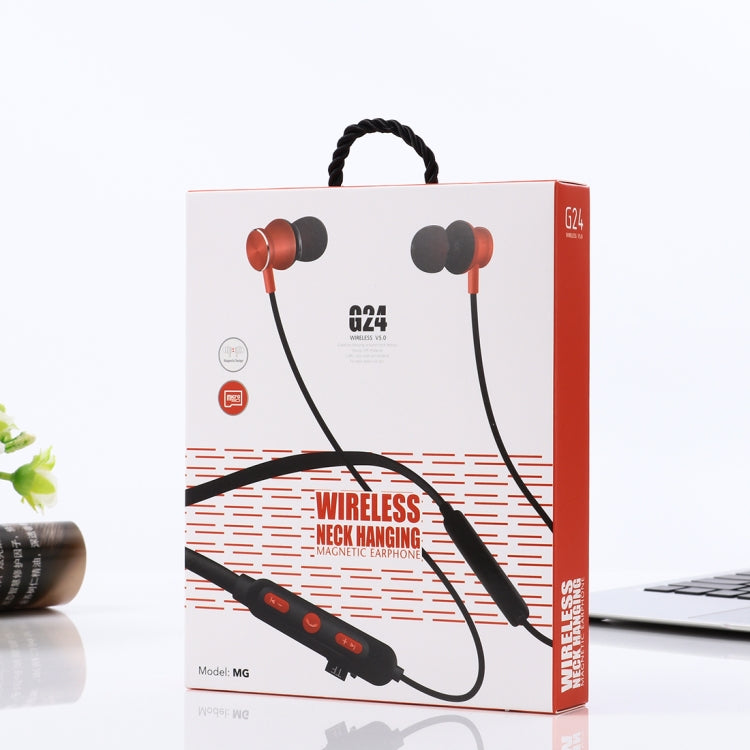 MG-G24 Bluetooth 4.2 Sport Wireless Bluetooth Earphone, Support Card(Black Red) - Neck-mounted Earphone by buy2fix | Online Shopping UK | buy2fix