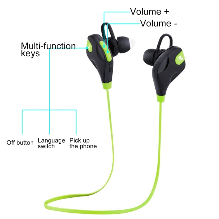 M8 Wireless Bluetooth Stereo Earphone with Wire Control + Mic, Wind Tunnel WT200 Program, Support Handfree Call, For iPhone, Galaxy, Sony, HTC, Google, Huawei, Xiaomi, Lenovo and other Smartphones(Green) - Bluetooth Earphone by buy2fix | Online Shopping UK | buy2fix