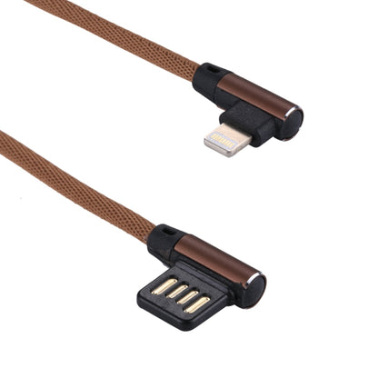 1m 2.4A Output USB to 8 Pin Double Elbow Design Nylon Weave Style Data Sync Charging Cable(Coffee) - Normal Style Cable by buy2fix | Online Shopping UK | buy2fix