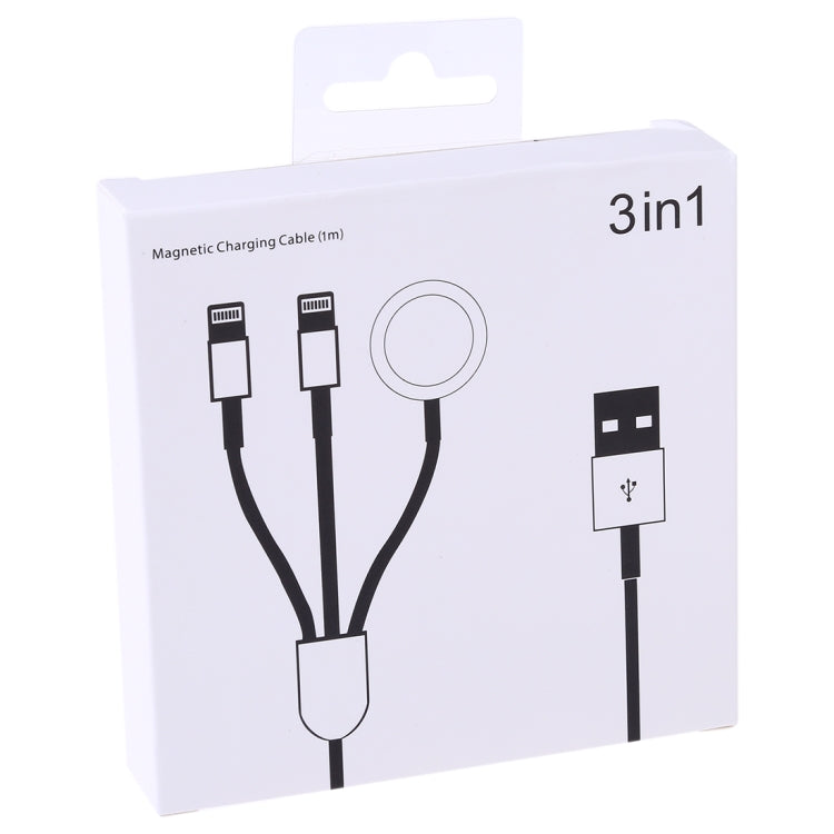 Multi-function 3 In 1 8 Pin Magnetic Charging Cable for iPhone / Apple Watch, Length : 1m (White) - Multifunction Cable by buy2fix | Online Shopping UK | buy2fix