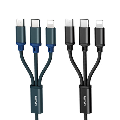 REMAX RC-131TH 1m 2.8A 3 in 1 USB to 8 Pin & USB-C / Type-C & Micro USB Charging Cable(Blue) - Multifunction Cable by REMAX | Online Shopping UK | buy2fix