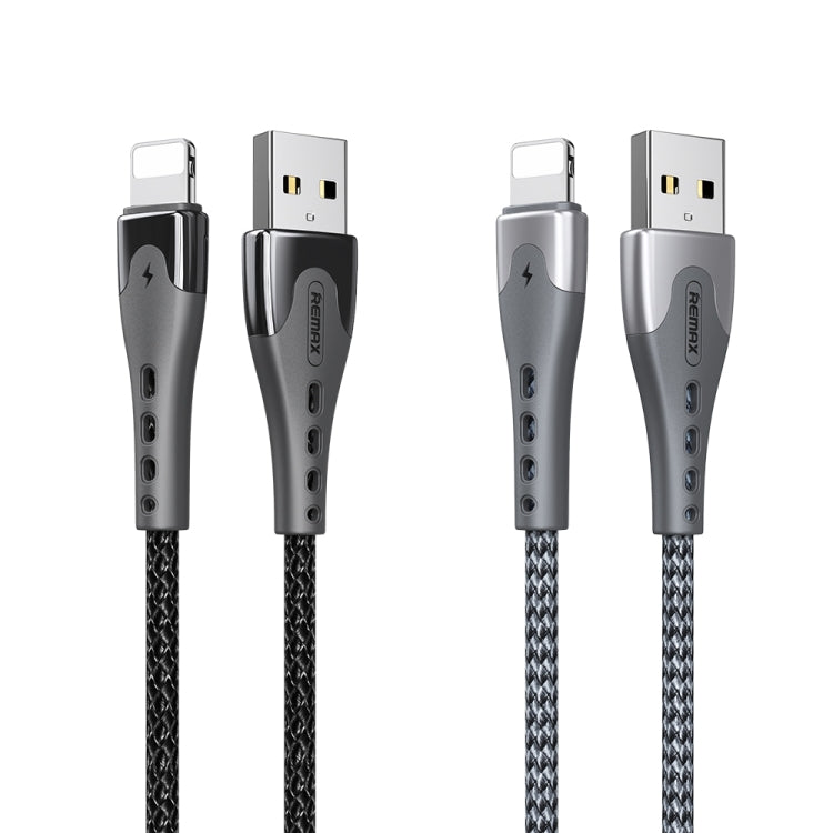 REMAX RC-150i KAWAY Series 1m 2.4A USB to 8 Pin Aluminum Alloy Braid Fast Charging Data Cable (Silver) - Normal Style Cable by buy2fix | Online Shopping UK | buy2fix