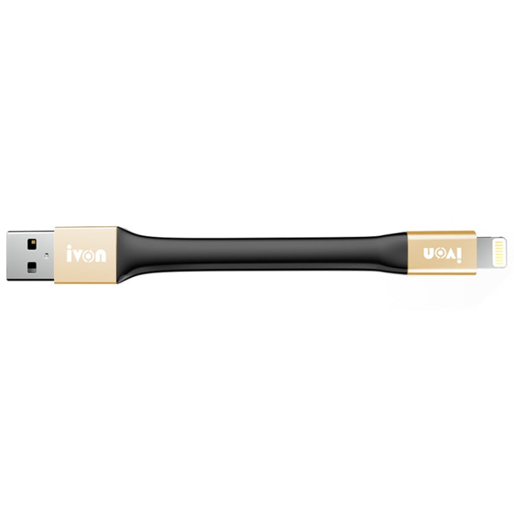 IVON CA90 2.4A USB to 8 Pin Portable Data Cable with Ring, Length: 14.5cm(Champagne Gold) - Normal Style Cable by IVON | Online Shopping UK | buy2fix