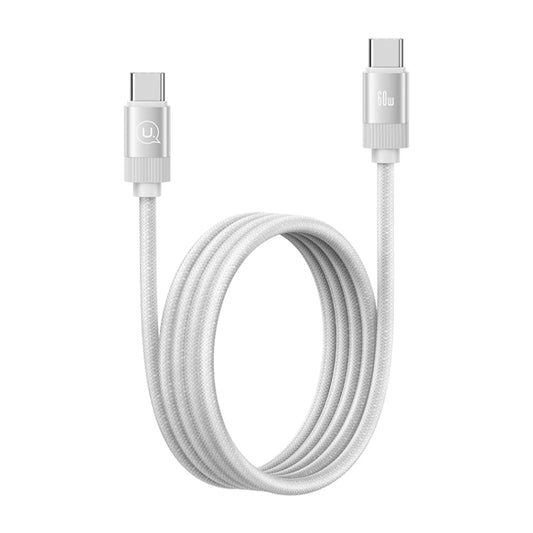 USAMS US-SJ704 Type-C to Type-C 60W Fast Charge Magnetic Data Cable, Length: 1m (Silver) - USB-C & Type-C Cable by USAMS | Online Shopping UK | buy2fix