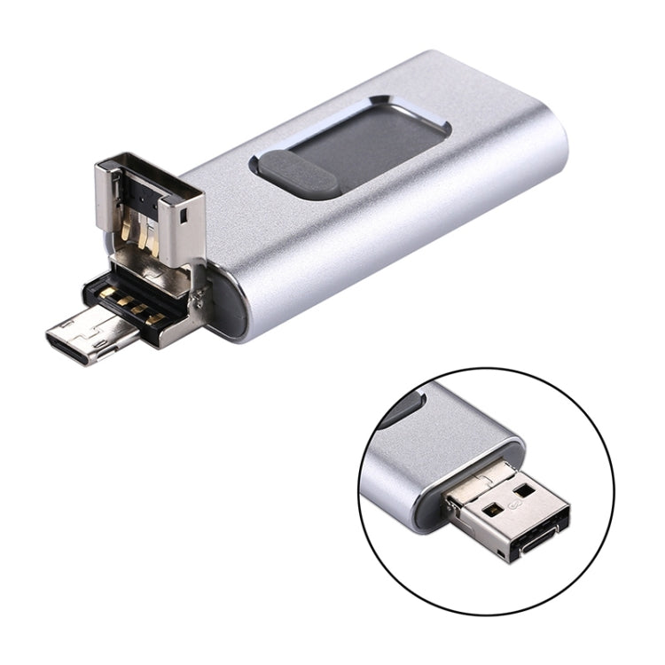 easyflash RQW-01B 3 in 1 USB 2.0 & 8 Pin & Micro USB 32GB Flash Drive(Silver) - U Disk & Card Reader by buy2fix | Online Shopping UK | buy2fix