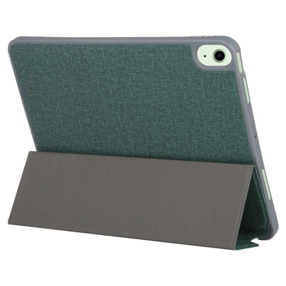 Mutural YASHI Series TPU + PU Cloth Pattern Texture Horizontal Flip Leather Case with Three-folding Holder & Pen Slot & Wake-up / Sleep Function For iPad Air 2022 / 2020 10.9(Green) - iPad Air (2022) / (2020) 10.9 Cases by Mutural | Online Shopping UK | buy2fix