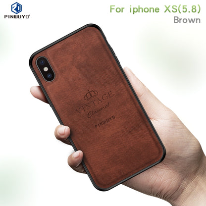 For iPhone X / XS PINWUYO Anti-wrestling Waterproof Full Coverage PC Case(Brown) - More iPhone Cases by PINWUYO | Online Shopping UK | buy2fix