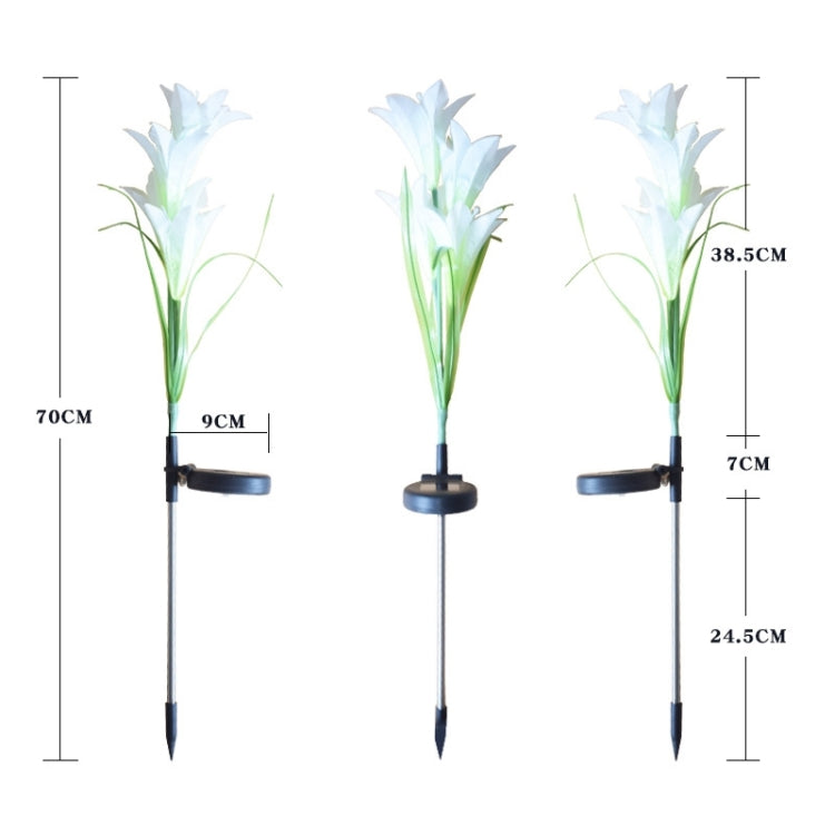 Simulated Lily Flower 4 Heads Solar Powered Outdoor IP55 Waterproof LED Decorative Lawn Lamp, White Light (Blue) - Solar Lights by buy2fix | Online Shopping UK | buy2fix