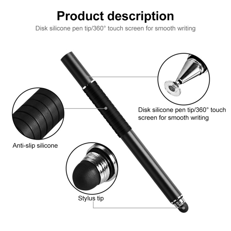Suction Cup Dual Touch 2-in-1 Metal Capacitive Stylus Pen (Black) - Stylus Pen by buy2fix | Online Shopping UK | buy2fix