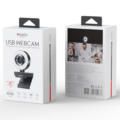 Yesido KM20 2K Zoom 4.0MP HD USB Webcam, Cable Length 1.5m with Fill Light - HD Camera by Yesido | Online Shopping UK | buy2fix