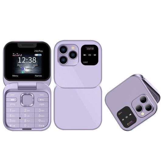 SERVO i16 Pro Mini Flip Phone, 1.77 inch, MTK6261D, 23 Keys, Support Bluetooth, FM, Magic Sound, Quick Dial, GSM, Dual SIM (Purple) - SERVO by SERVO | Online Shopping UK | buy2fix