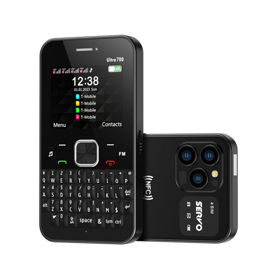 SERVO U700, 2.4 inch, MTK6261D, 58 Full Keyboards, Support Bluetooth, FM, NFC, Quick Dial, Flashlight, GSM, Quad SIM (Black) - SERVO by SERVO | Online Shopping UK | buy2fix