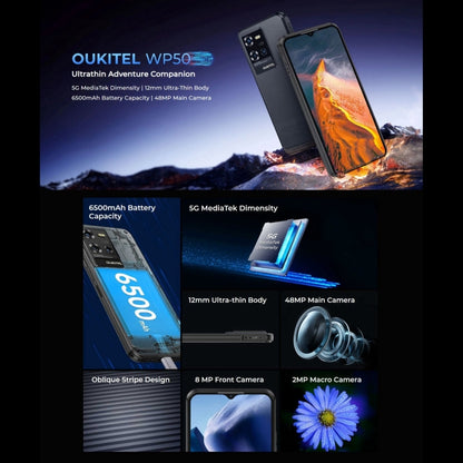 Oukitel WP50 5G Rugged Phone, 4GB+256GB, 6.6 inch Android 14.0 MediaTek Dimensity 6100+ Octa-core, NFC, OTG, Network: 5G (Navy Blue) - OUKITEL by OUKITEL | Online Shopping UK | buy2fix