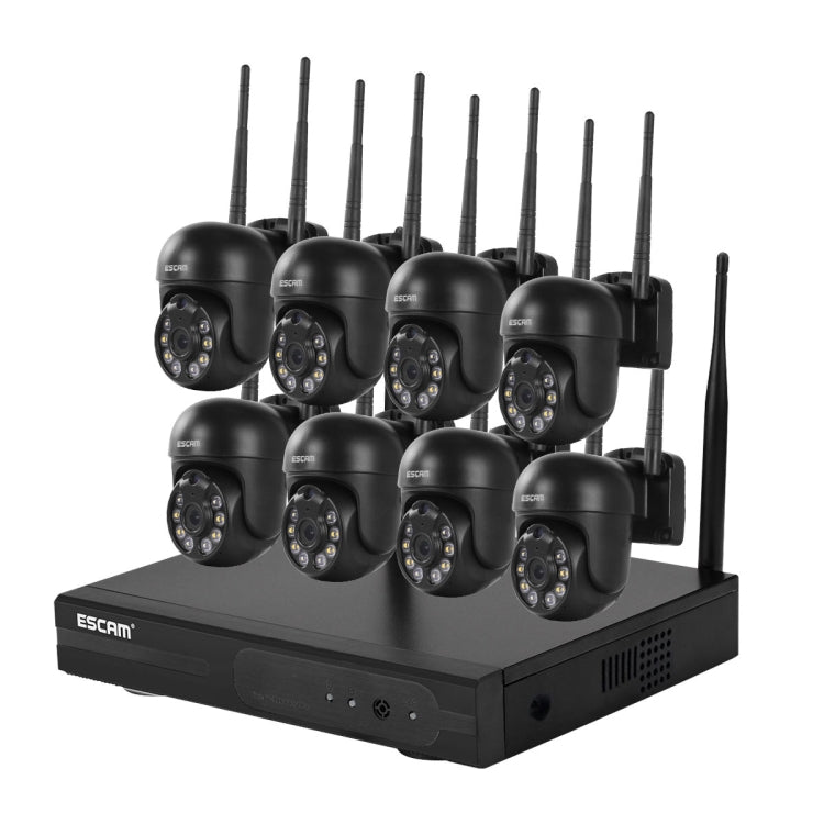 ESCAM WNK618 3.0 Million Pixels 8-channel Wireless Dome Camera HD NVR Security System, Support Motion Detection & Two-way Audio & Full-color Night Vision & TF Card, US Plug - Dome Camera by ESCAM | Online Shopping UK | buy2fix