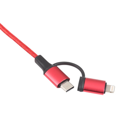 XF-45 2 in 1 3A USB-C / Type-C to USB-C / Type-C + 8 Pin Fast Charging Braided Data Cable, Cable Length: 1m (Red) - Multifunction Cable by buy2fix | Online Shopping UK | buy2fix