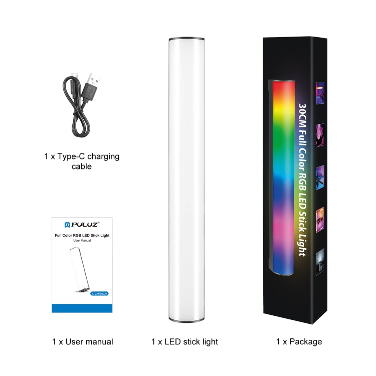 PULUZ 30cm Photo Handheld Full Color RGB Stick Light Magnetic LED Fill Light -  by PULUZ | Online Shopping UK | buy2fix