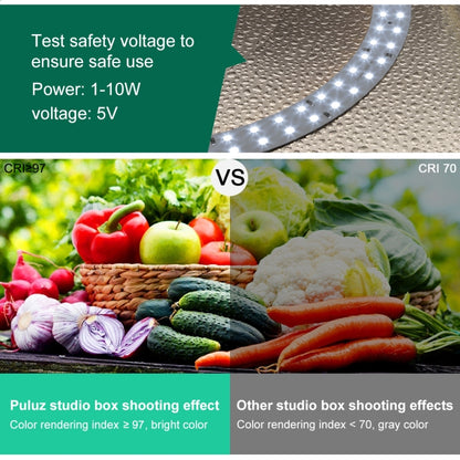 PULUZ 30cm Folding  High 97 CRI Ring Light Photo Lighting Studio Shooting Tent Box Kit with 6 Colors Backdrops (Black, White, Orange, Red, Green, Blue), Unfold Size: 30cm x 30cm x 30cm(Green) -  by PULUZ | Online Shopping UK | buy2fix