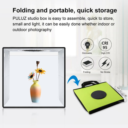 PULUZ 30cm Folding  High 97 CRI Ring Light Photo Lighting Studio Shooting Tent Box Kit with 6 Colors Backdrops (Black, White, Orange, Red, Green, Blue), Unfold Size: 30cm x 30cm x 30cm(Green) -  by PULUZ | Online Shopping UK | buy2fix