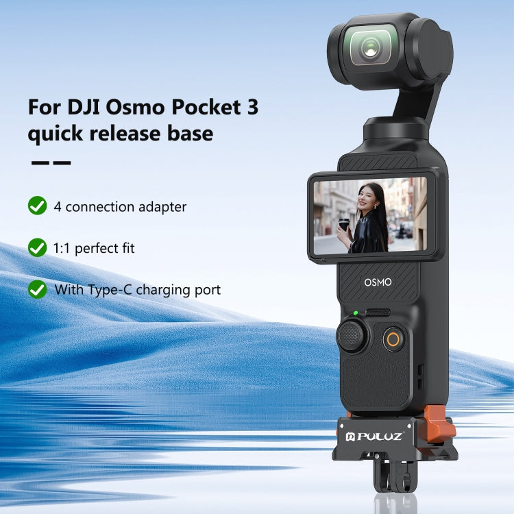 For DJI Osmo Pocket 3 PULUZ Type-C Charging Base Quick Release Mount Adapter (Black) - Mount & Holder by PULUZ | Online Shopping UK | buy2fix