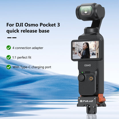 For DJI Osmo Pocket 3 PULUZ Type-C Charging Base Quick Release Mount Adapter (Black) - Mount & Holder by PULUZ | Online Shopping UK | buy2fix