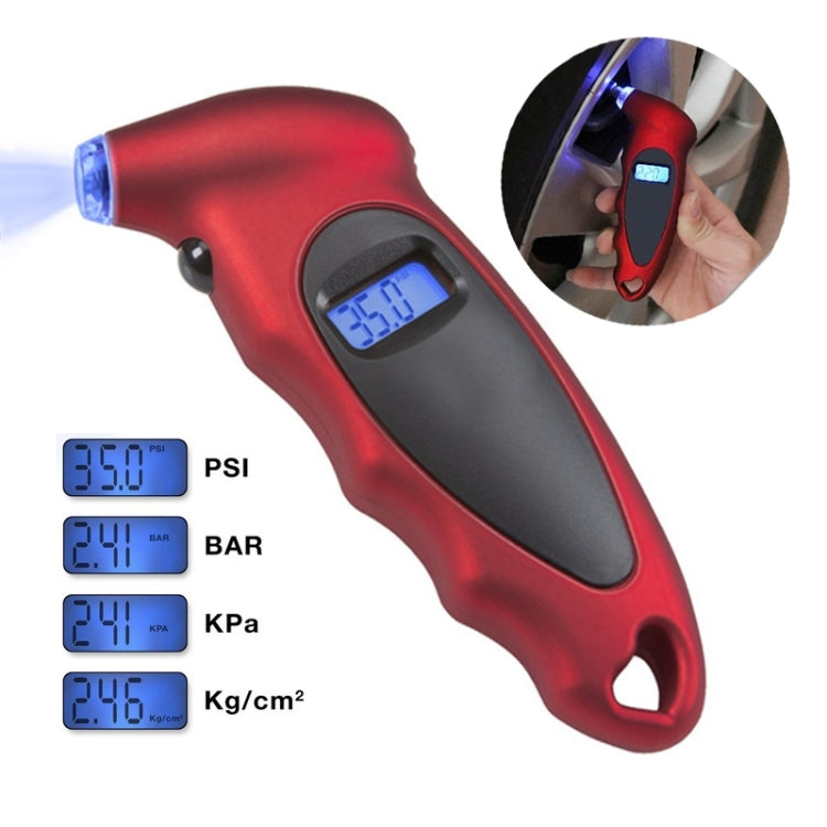 Digital Tire Gauge with LED Flash light, Pressure Range: 0-100PSI(Red) - Tire Pressure Gauges by buy2fix | Online Shopping UK | buy2fix