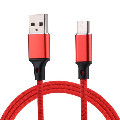 1m 2A Output USB to USB-C / Type-C Nylon Weave Style Data Sync Charging Cable(Red) - USB-C & Type-C Cable by buy2fix | Online Shopping UK | buy2fix