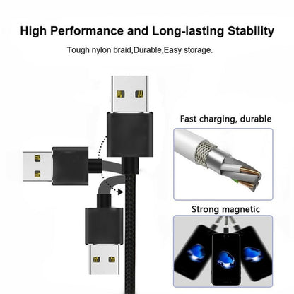 USB to 8 Pin Magnetic Metal Connector Nylon Two-color Braided Magnetic Data Cable, Cable Length: 1m(Gold) - Charging Cable & Head by buy2fix | Online Shopping UK | buy2fix