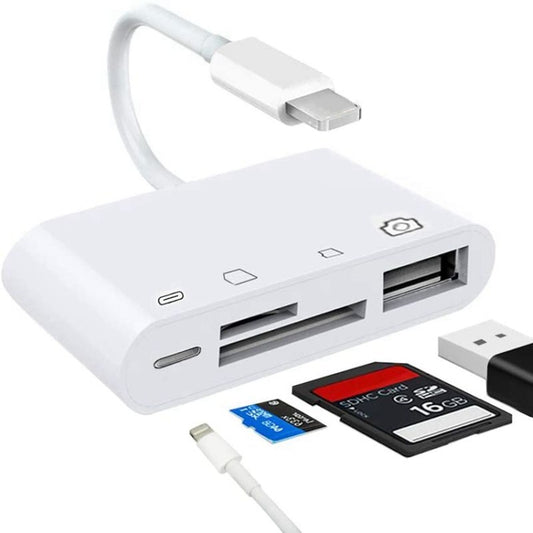 ZS-S1827 4 in 1 SD Card + TF Card + 8 Pin Charge + USB Interface to 8 Pin Interface Camera Reader Adapter, Support All iOS System - Converter & Adapter by buy2fix | Online Shopping UK | buy2fix