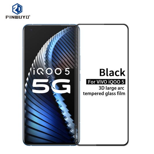 For vivo iQOO5 PINWUYO 9H 3D Curved Full Screen Explosion-proof Tempered Glass Film(Black) - vivo Tempered Glass by PINWUYO | Online Shopping UK | buy2fix