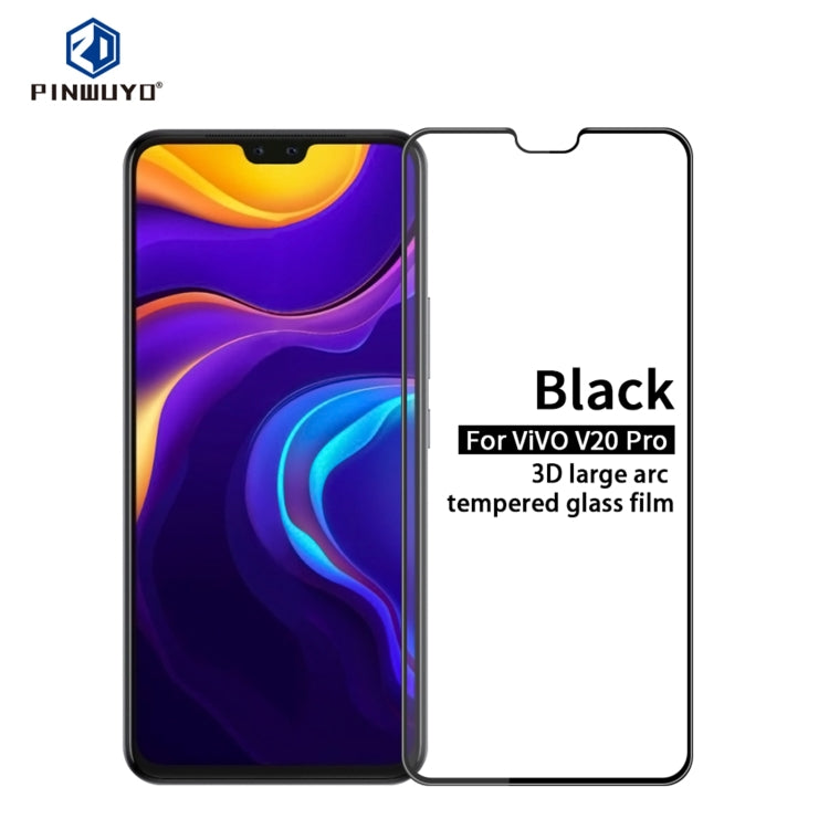 For vivo V20 Pro PINWUYO 9H 3D Curved Full Screen Explosion-proof Tempered Glass Film(Black) - vivo Tempered Glass by PINWUYO | Online Shopping UK | buy2fix