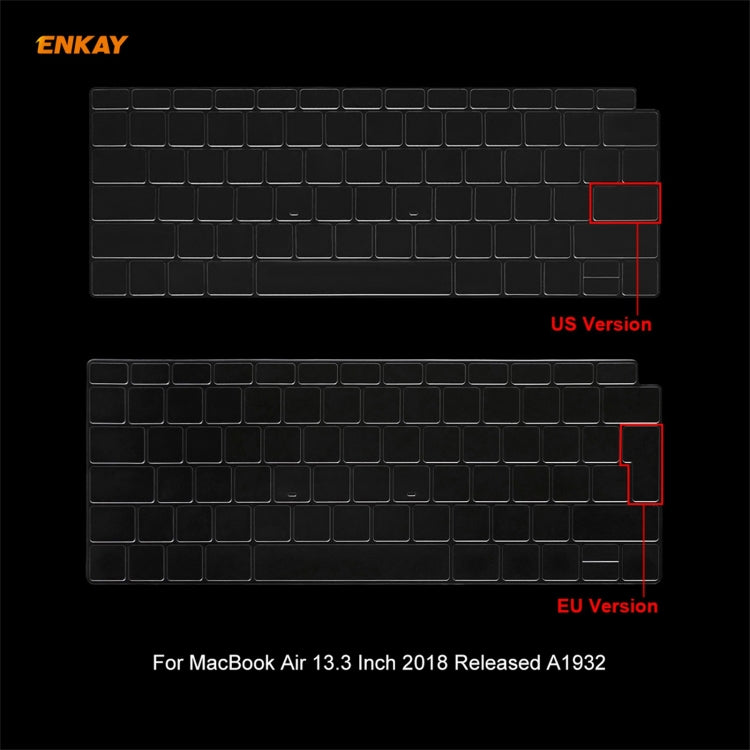 For MacBook Air 13.3 inch A1932 2018 ENKAY 3 in 1 Crystal Laptop Protective Case and EU Version TPU Keyboard Film and Anti-dust Plugs Set(Grey) - MacBook Air Cases by ENKAY | Online Shopping UK | buy2fix