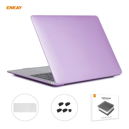 ENKAY 3 in 1 Matte Laptop Protective Case + US Version TPU Keyboard Film + Anti-dust Plugs Set for MacBook Air 13.3 inch A2179 & A2337 (2020)(Purple) - MacBook Air Cases by ENKAY | Online Shopping UK | buy2fix