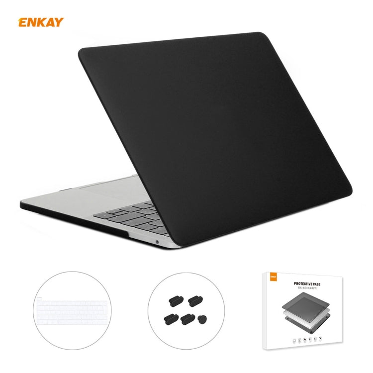 ENKAY 3 in 1 Matte Laptop Protective Case + EU Version TPU Keyboard Film + Anti-dust Plugs Set for MacBook Pro 13.3 inch A2251 & A2289 & A2338 (with Touch Bar)(Black) - MacBook Pro Cases by ENKAY | Online Shopping UK | buy2fix