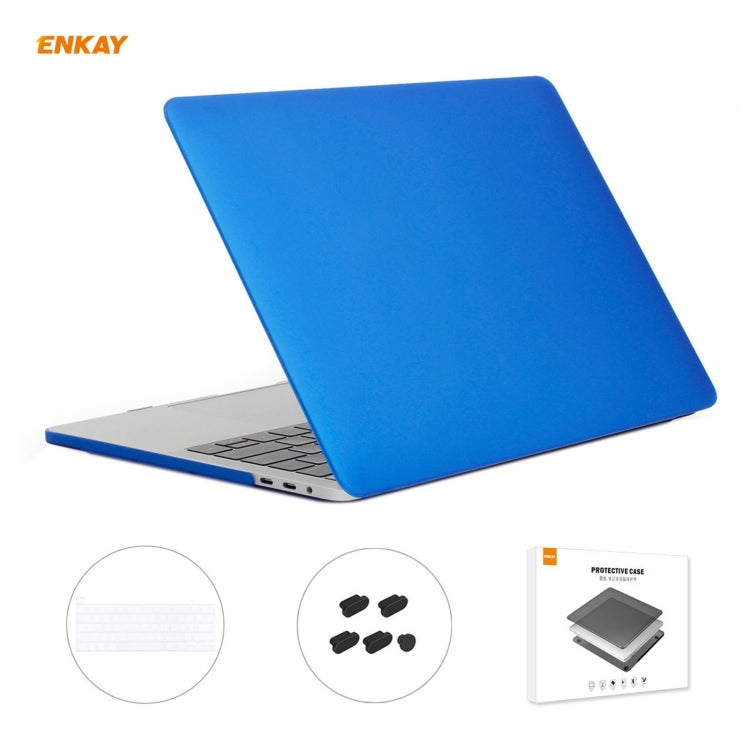 ENKAY 3 in 1 Matte Laptop Protective Case + US Version TPU Keyboard Film + Anti-dust Plugs Set for MacBook Pro 16 inch A2141 (with Touch Bar)(Dark Blue) - MacBook Pro Cases by ENKAY | Online Shopping UK | buy2fix