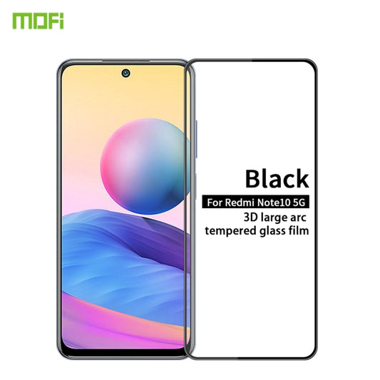 For Xiaomi Redmi Note 10 5G MOFI 9H 3D Explosion-proof Curved Screen Tempered Glass Film(Black) -  by MOFI | Online Shopping UK | buy2fix