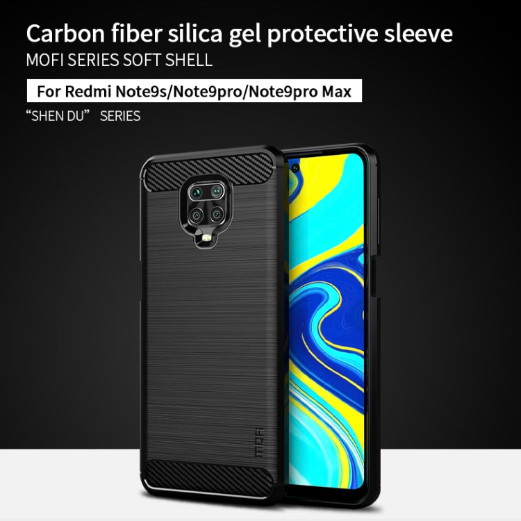 For Xiaomi Redmi Note 9s / Note 9 Pro / Note 9 Pro Max / Foco M2 Pro MOFI Gentleness Series Brushed Texture Carbon Fiber Soft TPU Case(Black) - Xiaomi Cases by MOFI | Online Shopping UK | buy2fix