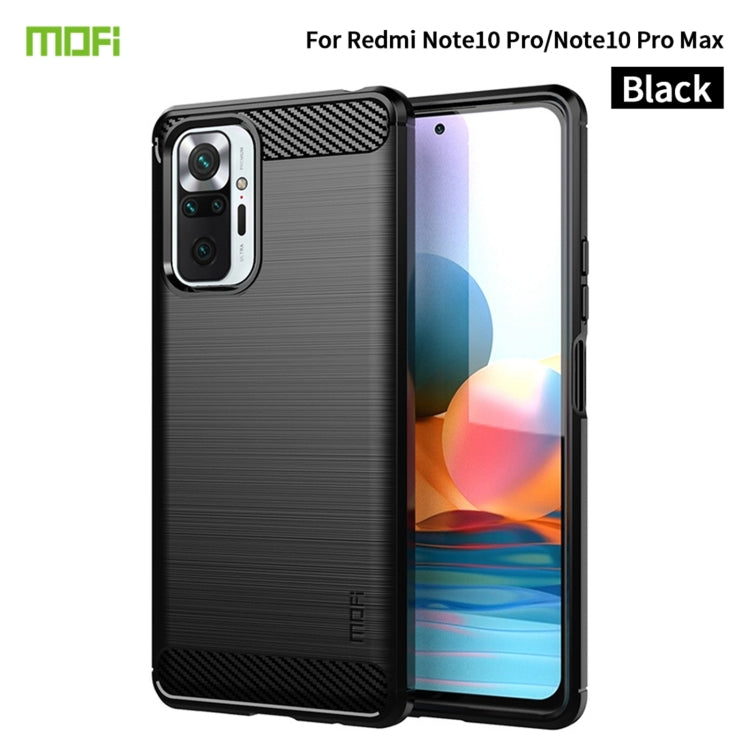 For Xiaomi Redmi Note 10 Pro / Note 10 Pro Max MOFI Gentleness Series Brushed Texture Carbon Fiber Soft TPU Case(Black) - Xiaomi Cases by MOFI | Online Shopping UK | buy2fix