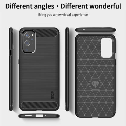 For OnePlus 9 MOFI Gentleness Series Brushed Texture Carbon Fiber Soft TPU Case(Blue) - OnePlus Cases by MOFI | Online Shopping UK | buy2fix