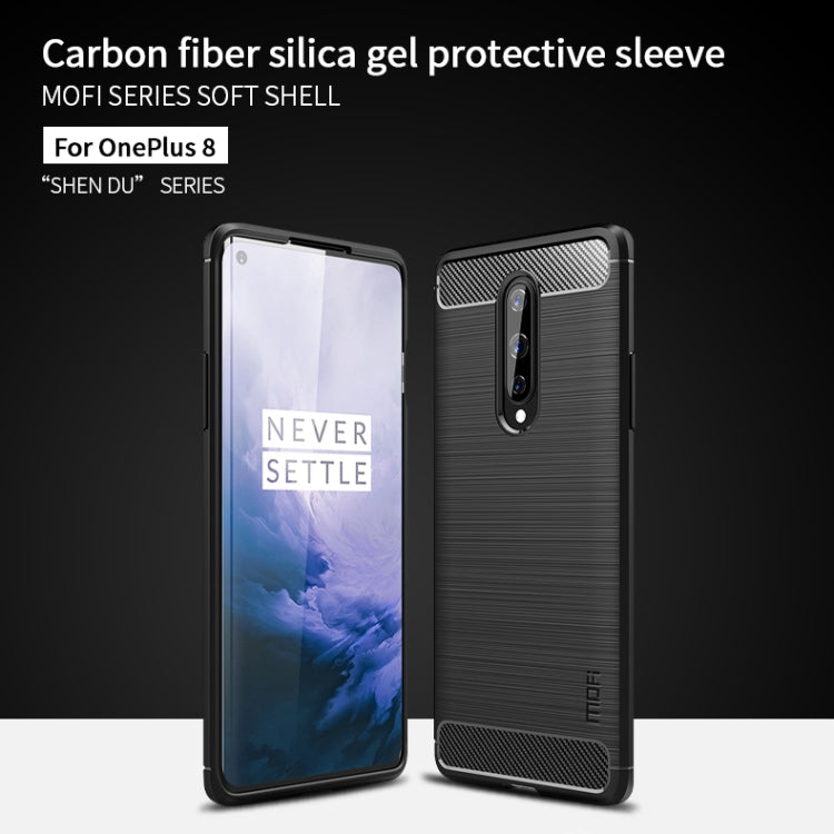 For OnePlus 8 MOFI Gentleness Series Brushed Texture Carbon Fiber Soft TPU Case(Gray) - OnePlus Cases by MOFI | Online Shopping UK | buy2fix