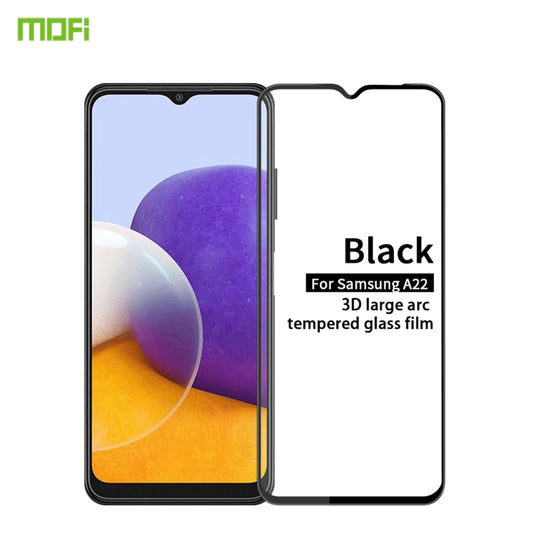 For Samsung Galaxy A22 5G MOFI 9H 3D Explosion-proof Curved Screen Tempered Glass Film(Black) - Galaxy Tempered Glass by MOFI | Online Shopping UK | buy2fix