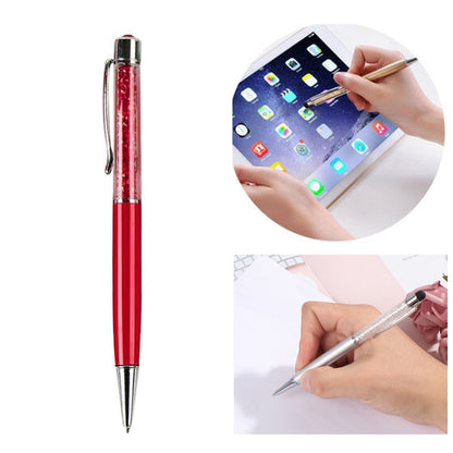 AT-22  2 in 1 Universal Flash Diamond Decoration Capacitance Pen Stylus Ballpoint Pen(Red) - Stylus Pen by buy2fix | Online Shopping UK | buy2fix