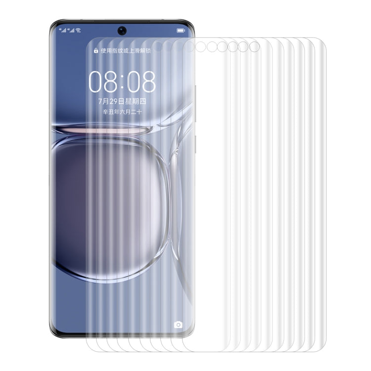 For Huawei P50 Pro 10 PCS ENKAY Hat-Prince 3D Curved Full Coverage PET Hot Bending HD Screen Protector Soft Film Support Fingerprint Unlock - For Huawei by ENKAY | Online Shopping UK | buy2fix