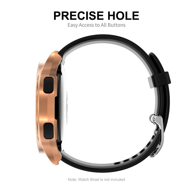 For Samsung Galaxy Watch4 44mm ENKAY Hat-Prince 2 in 1 Full Coverage Electroplated PC Case with Decorative Diamond + Tempered Glass Protector(Rose Gold) - Watch Cases by ENKAY | Online Shopping UK | buy2fix