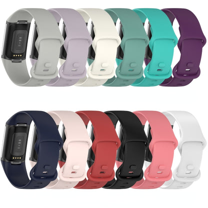 For Fitbit Charge 5 Monochromatic Silicone Watch Band, Size: Small Size(Purple) - Watch Bands by buy2fix | Online Shopping UK | buy2fix