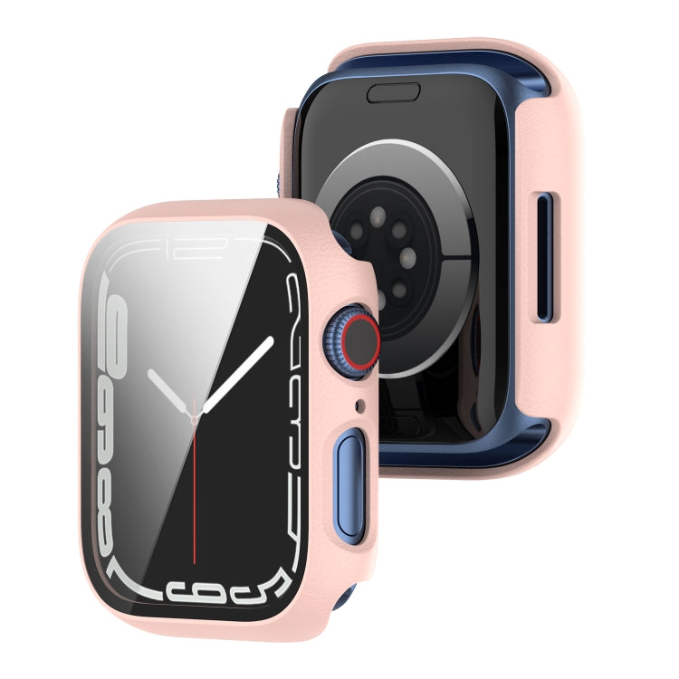 Shockproof PC Protective Case with Tempered Glass Film For Apple Watch Series 9 / 8 / 7 45mm(pink) - Watch Cases by buy2fix | Online Shopping UK | buy2fix