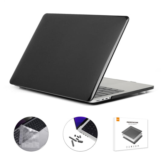 ENKAY Hat-Prince 3 in 1 Crystal Laptop Protective Case + TPU Keyboard Film + Anti-dust Plugs Set for MacBook Pro 14.2 inch A2442 2021, Version:EU Version(Black) - MacBook Pro Cases by ENKAY | Online Shopping UK | buy2fix