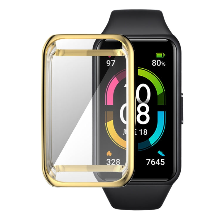 For Huawei Band 7/6 / Honor Band 6 ENKAY Hat-Prince Full Coverage Electroplated Soft TPU Case with Screen Protection(Golden) - Watch Cases by ENKAY | Online Shopping UK | buy2fix