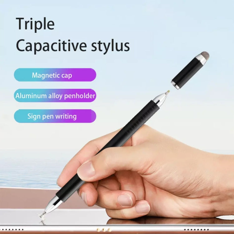 AT-32 3-in-1 Precision Sucker Capacitive Pen + Conductive Cloth Head + Handwriting Signature Pen Mobile Phone Touch Screen Pen with 2 Pen Head(White) - Stylus Pen by buy2fix | Online Shopping UK | buy2fix